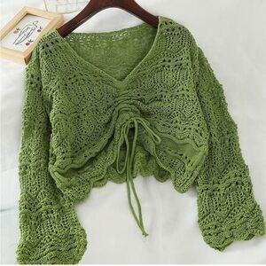 Lime Green Fairycore Crochet Sweater